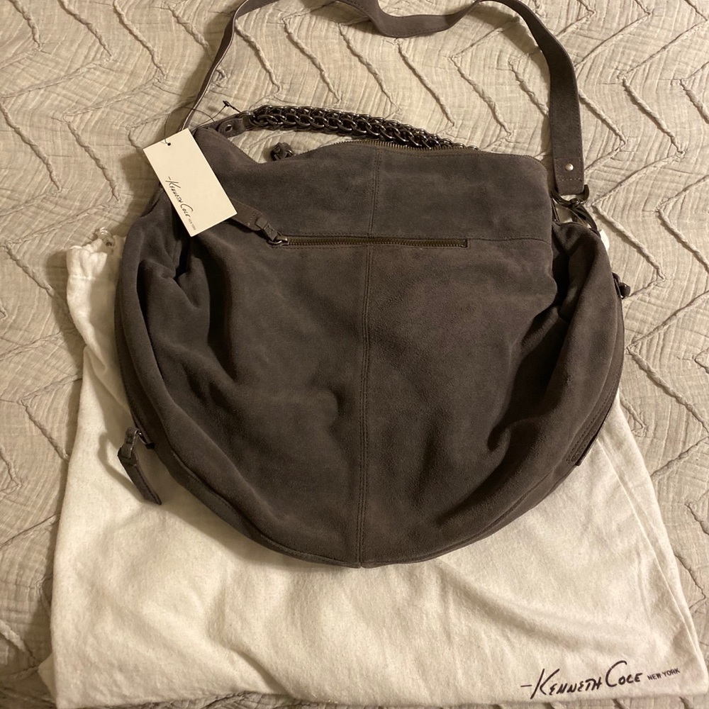 Kenneth Cole Hobo Bag in Grey Suede